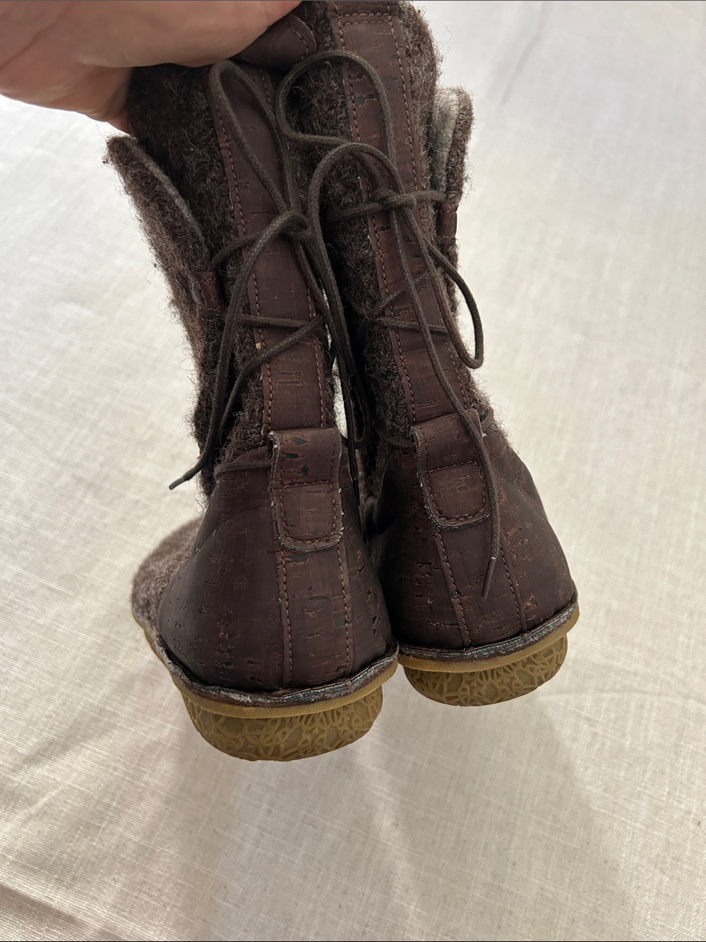 Po Zu Piper V Dark Brown "Rey" Boots Wool Blend Lace-Up Ankle Cosplay Women's 38 - Picture 3 of 12